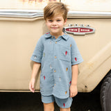 Boys Calvin Short - Surfboard Embroidery