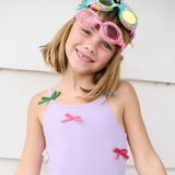 Girls Lottie Suit - Lavender Multi Bow Applique