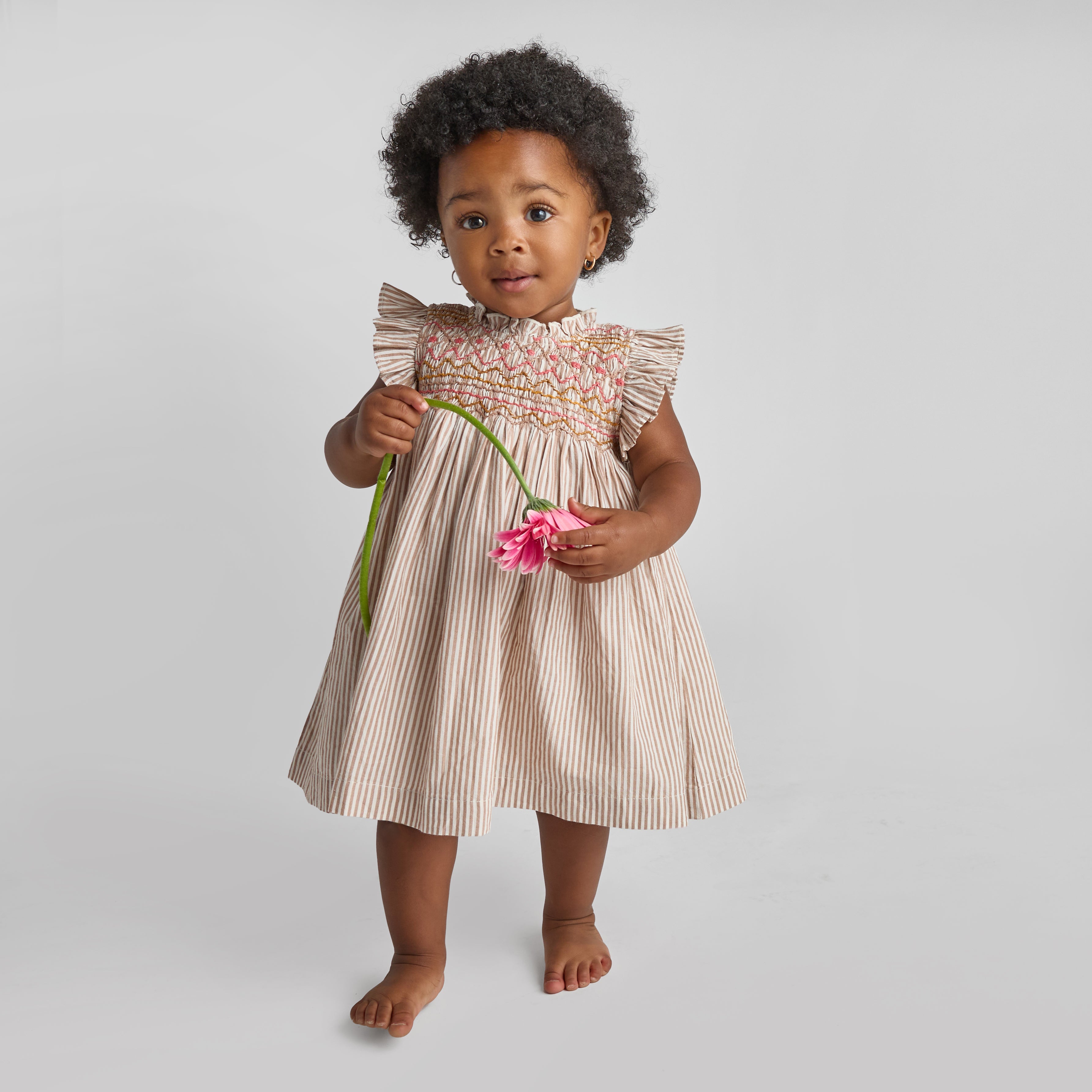 Baby Girls Stevie Dress - Tawny Brown Stripe – Pink Chicken