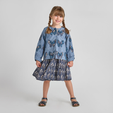 Girls Peachy Dress - Navy Strawflower