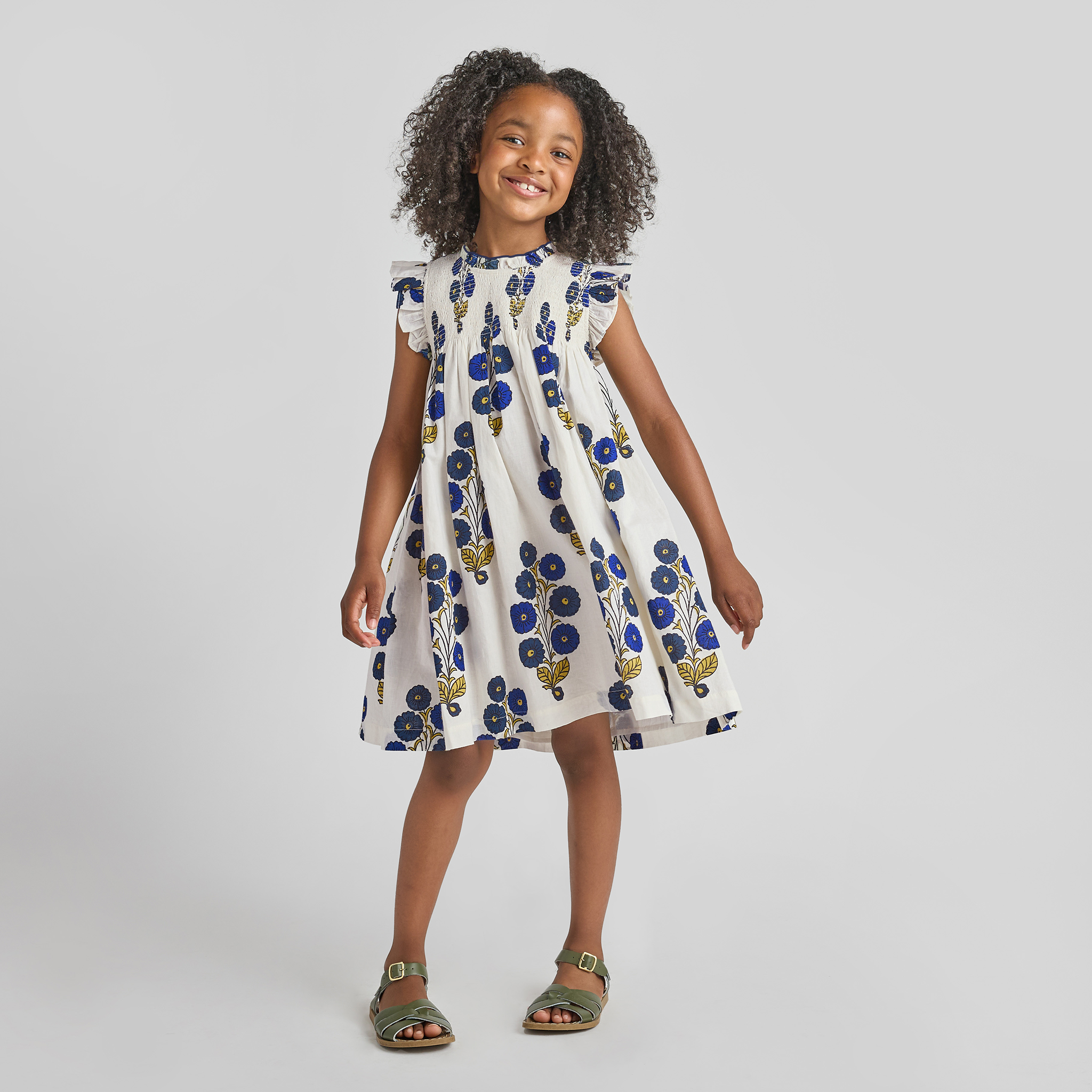 Girls Stevie Dress- Navy Buttercup Floral 5 Girls Stevie Dress- Navy Buttercup Floral 5
