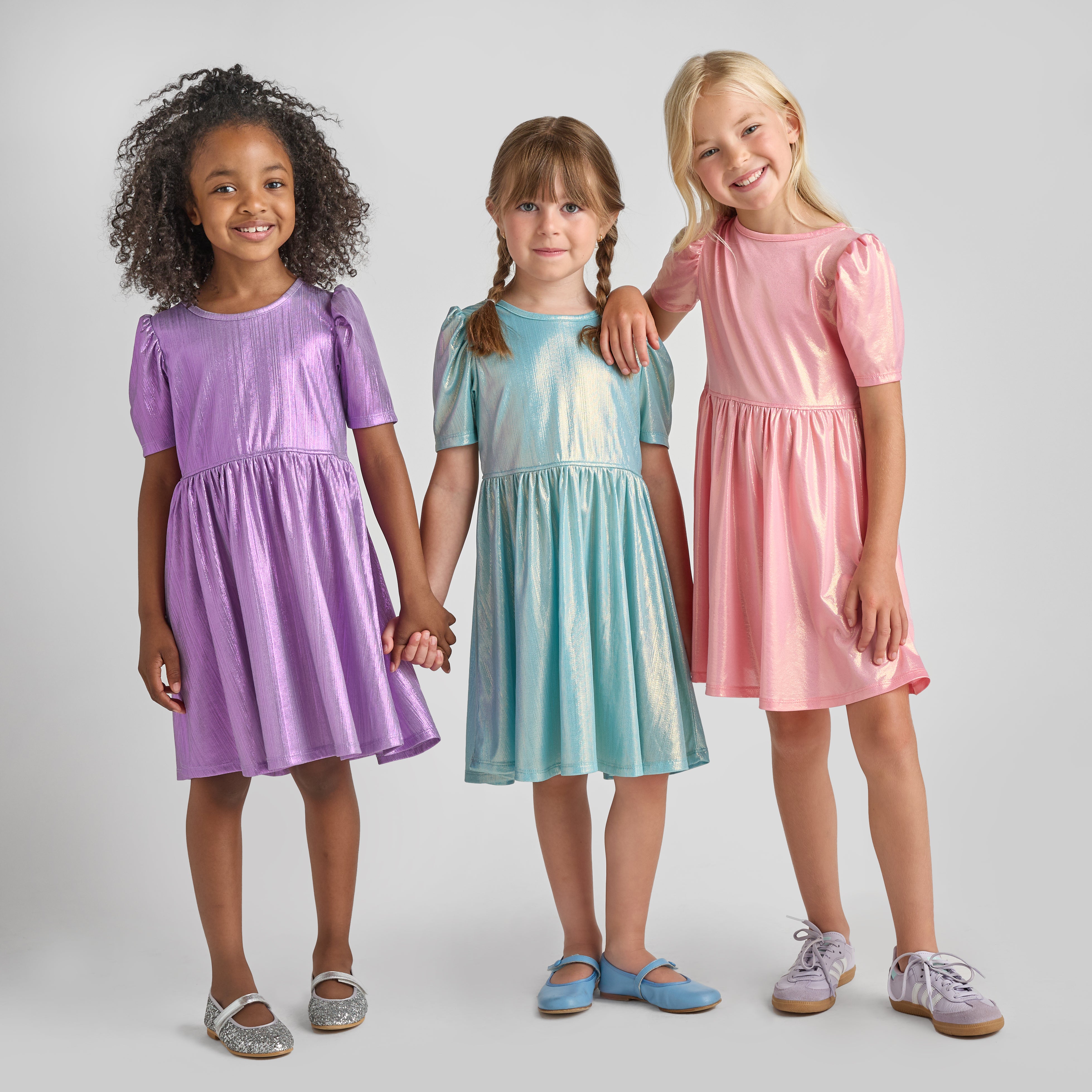 pink chicken purple dress Girls Lame Laurie Dress