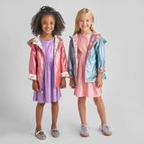 Girls Rafa Reversible Raincoat - Burgundy Sketched Floral