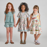 Girls Jules Short - Blue Prairie Block Print