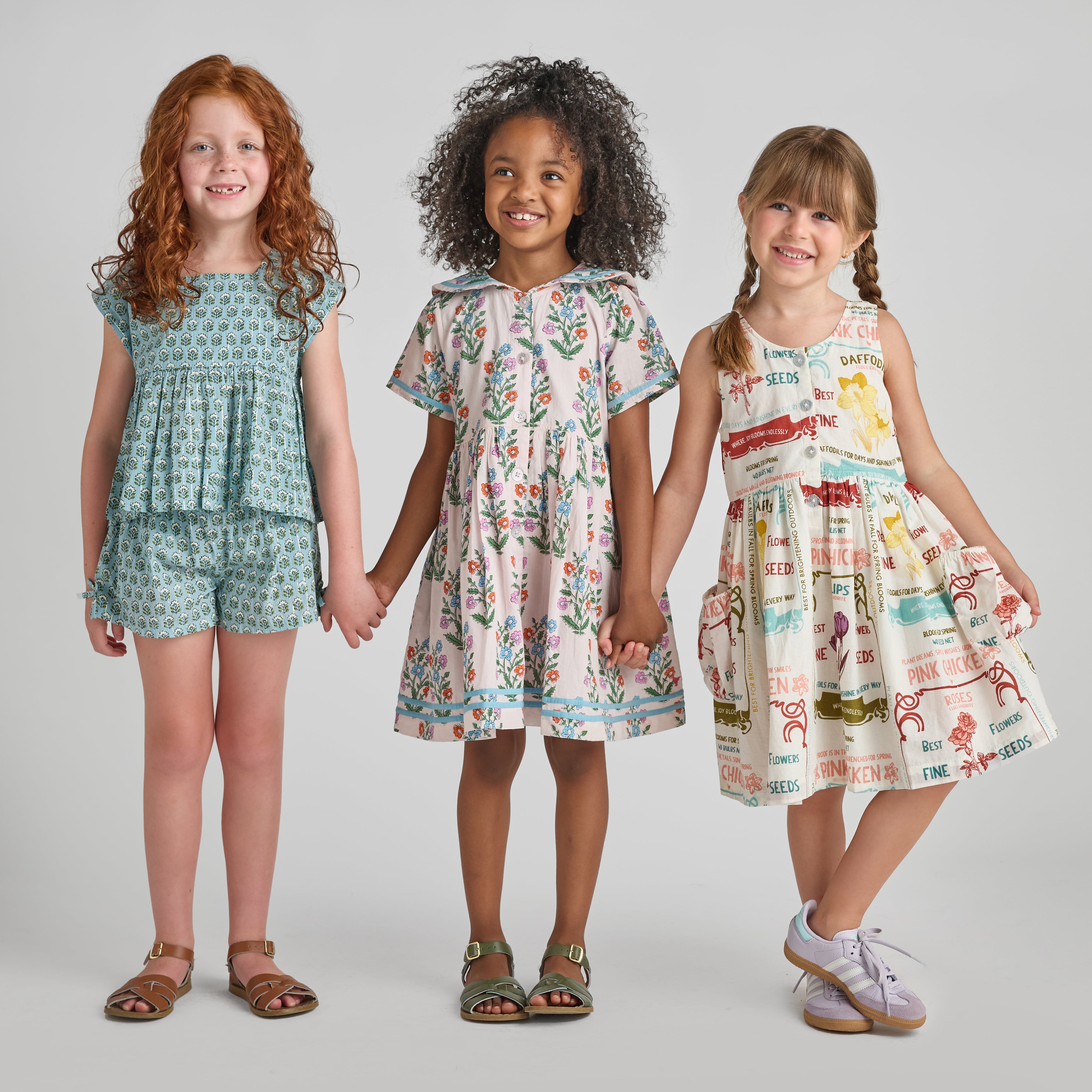 pink chicken purple sparkle dress Girls Elowen Dress | Pink Dewdrop Block Print