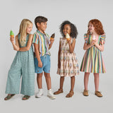 Girls Eleven Jumper - Blue Prairie Block Print