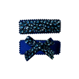 2 Pack Clip Set: Snap Clip and Bow - Navy
