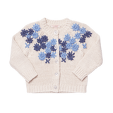 Girls Blossom Sweater - Blue Embroidery Flowers