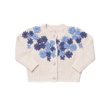 Baby Girls Blossom Sweater - Blue Embroidery Flowers