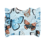 Girls Ingrid Top - Blue Vintage Butterflies