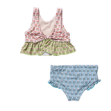 Girls Palmer Tankini - Multi Prairie Block Print