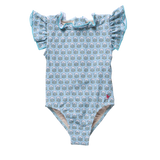 Girls Jennifer Suit - Blue Prairie Block Print