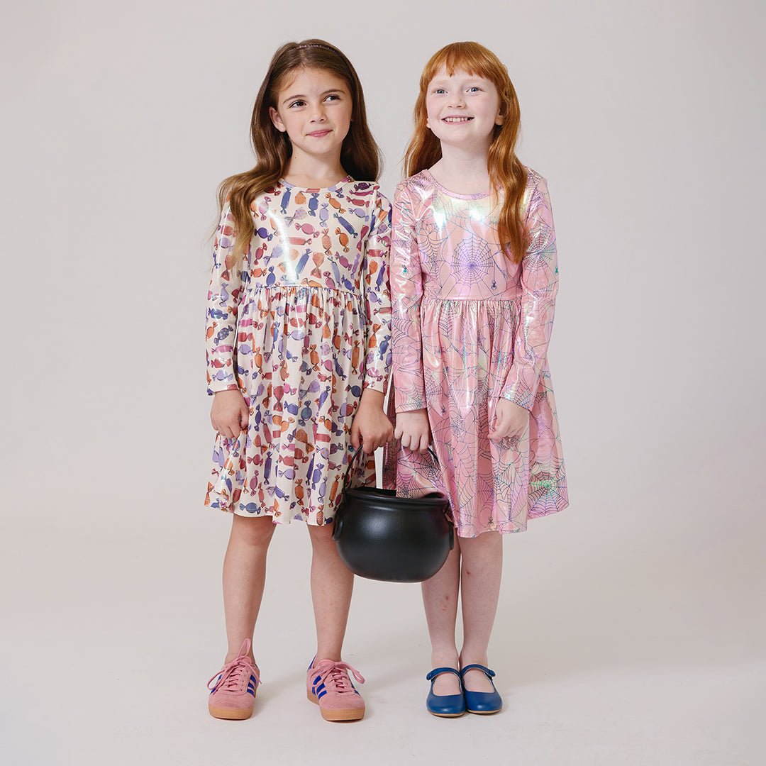 Girls Lame Steph Dress - Pink Spider Web | Pink Chicken