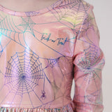 Girls Lame Steph Dress - Pink Spider Web | Pink Chicken