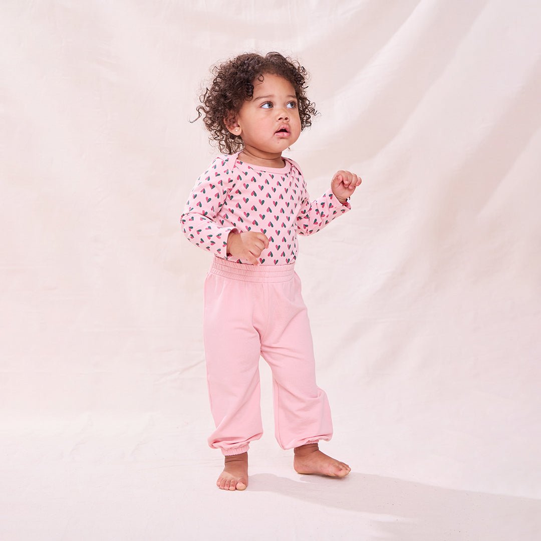 Baby Wonder Bodysuit - Pink Mini Half Hearts | Pink Chicken