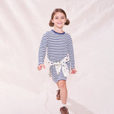 Hopscotch Long Sleeve Dress - Navy Stripe