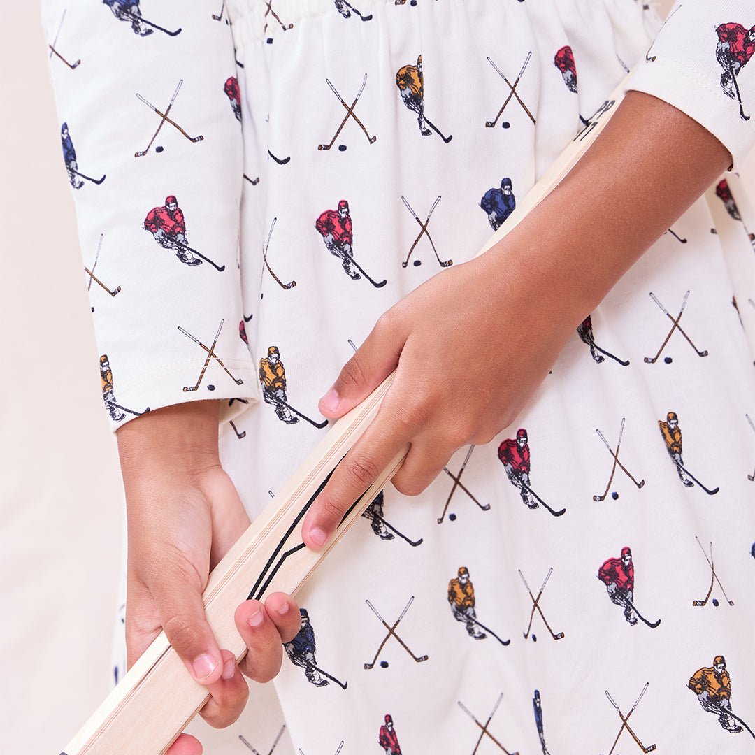 Playground Long Sleeve Dress - Hockey Player | Pink Chicken