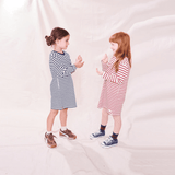 Hopscotch Long Sleeve Dress - Dark Red Stripe | Pink Chicken