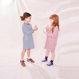 Hopscotch Long Sleeve Dress - Navy Stripe