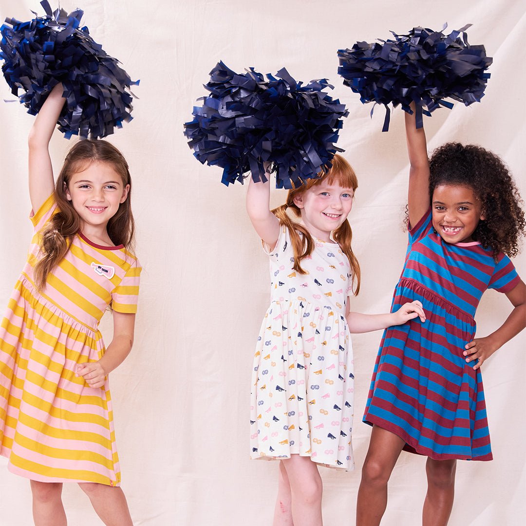 Sunny Dress - Teal and Burgundy Stripe | Pink Chicken