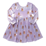 Girls Lame Steph Dress - Lavender Candy Corn