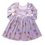 Girls Lame Steph Dress - Lavender Candy Corn