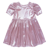 Girls Lame Laurie Dress - Glitter Pink