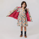 Girls Ruffle Pete Puffer - Watercolor Floral | Pink Chicken
