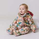 Baby Girls Ruffle Snowsuit - Watercolor Floral | Pink Chicken