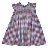 Girls Stevie Dress - Red Light Blue Check