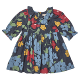 Girls Amara Dress - Navy Hibiscus Floral