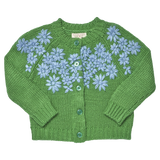 Girls Blossom Sweater - Blue Flower Embroidery