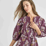Womens Pintuck Indira Dress - Plum Buttercup Floral | Pink Chicken