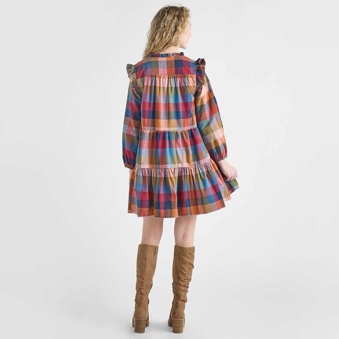 Womens Kalani Dress - Harvest Check | Pink Chicken