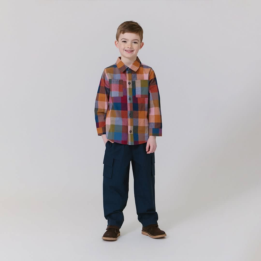 Boys Jack Shirt - Harvest Check | Pink Chicken