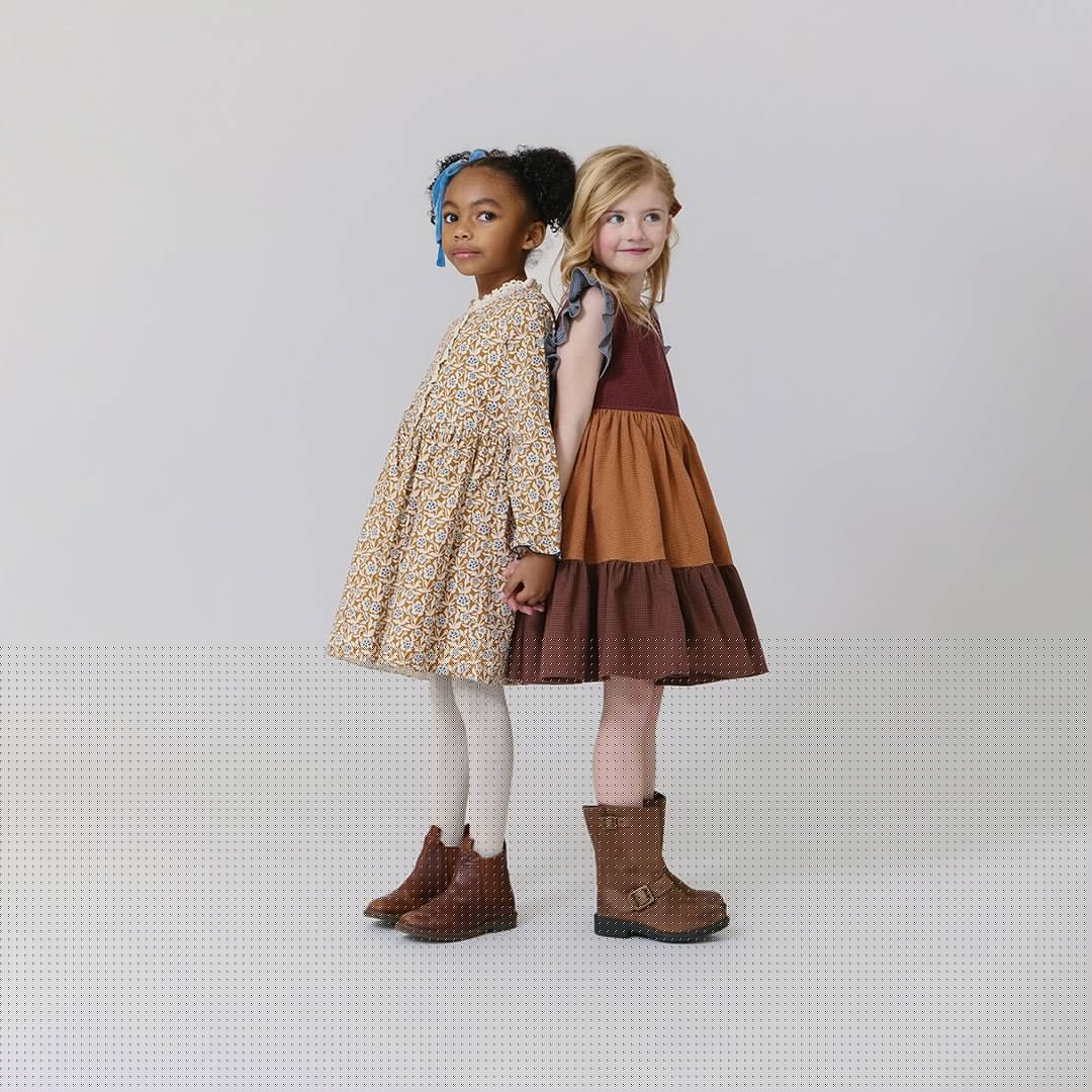 Girls Autumn Dress - Gold Climbing Floral | Pink Chicken