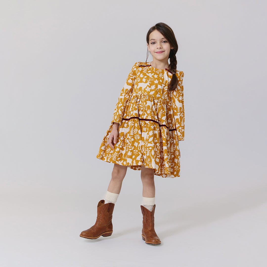 Girls Lennon Dress - Harvest Botanical | Pink Chicken