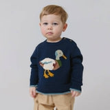Baby Boys Oliver Sweater - Navy Mallard | Pink Chicken