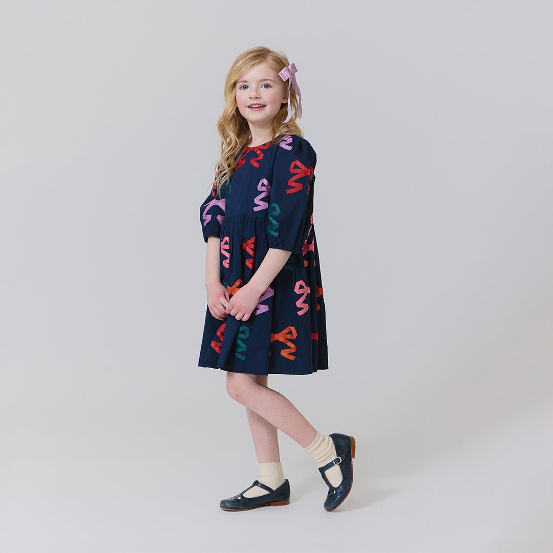 Girls Brooke Dress - Multi Bow Applique | Pink Chicken