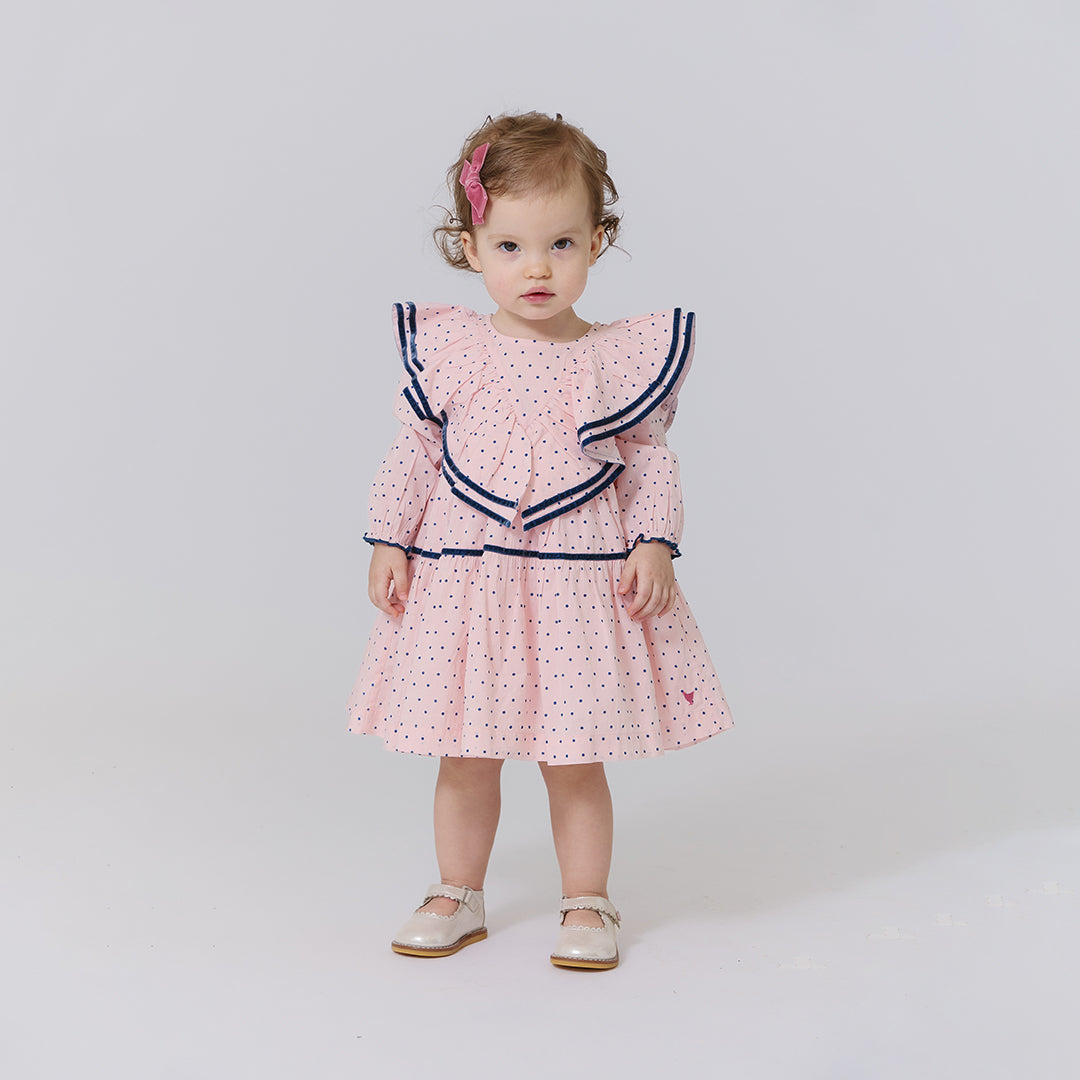 Baby Girls Raphaela Dress Set - Strawberry Cream Polka Dot | Pink Chicken