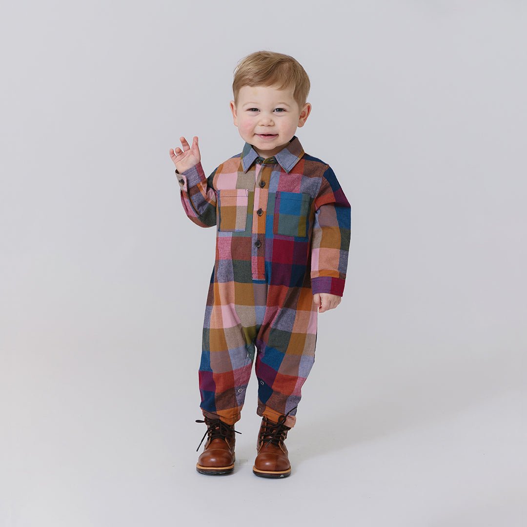 Baby Boys Easton Jumper - Harvest Check | Pink Chicken