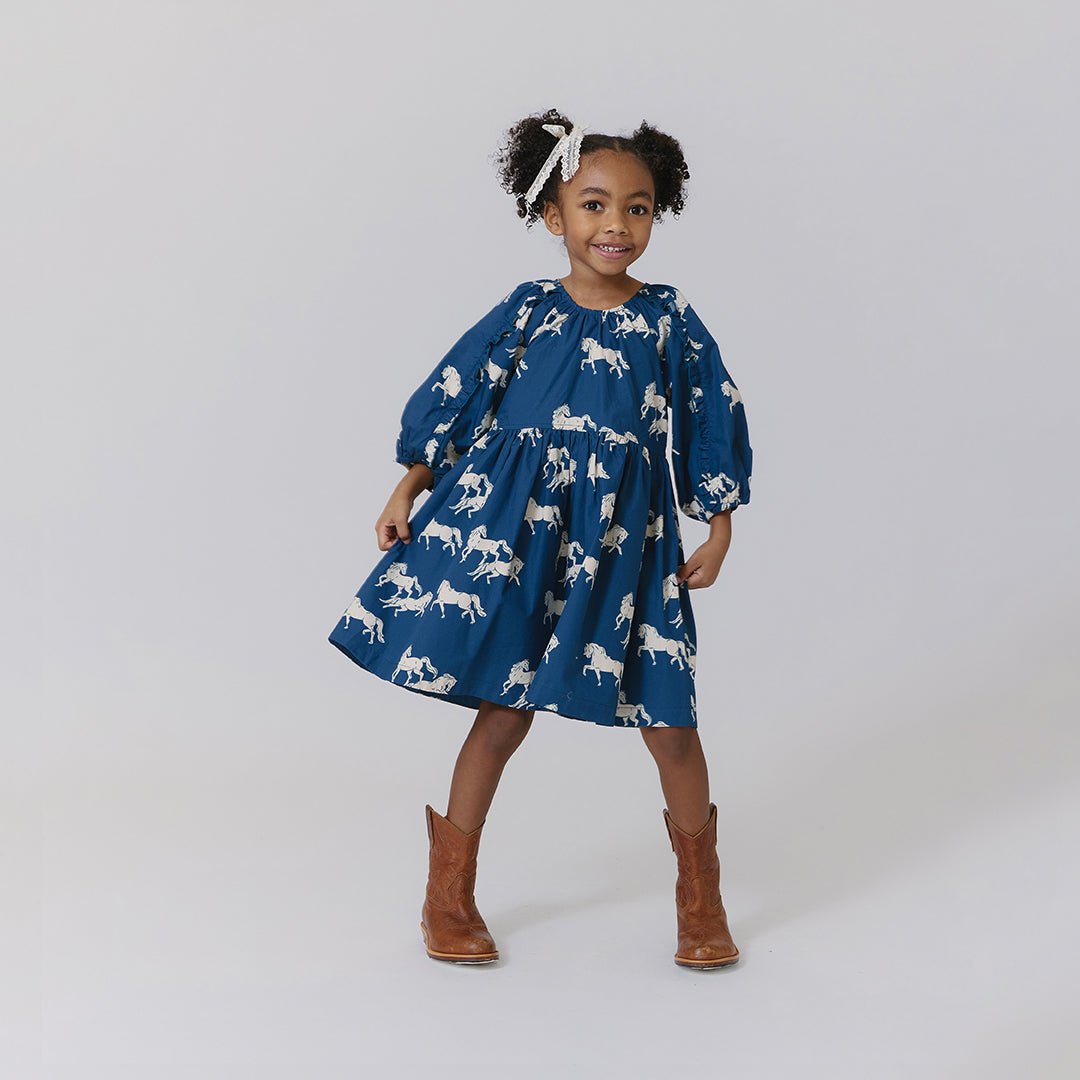 Girls Katya Dress - Wild Horses | Pink Chicken