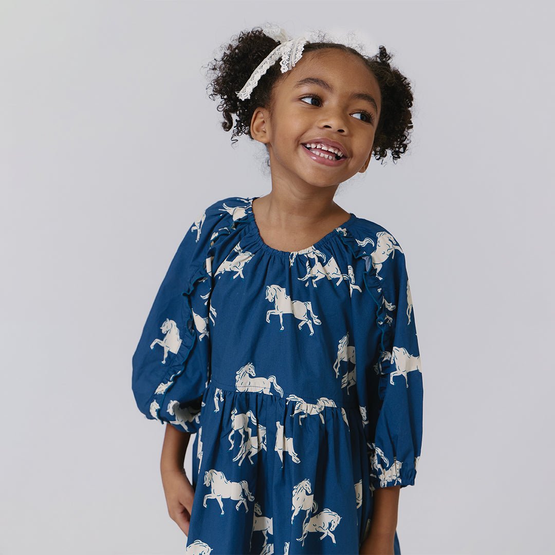 Girls Katya Dress - Wild Horses | Pink Chicken