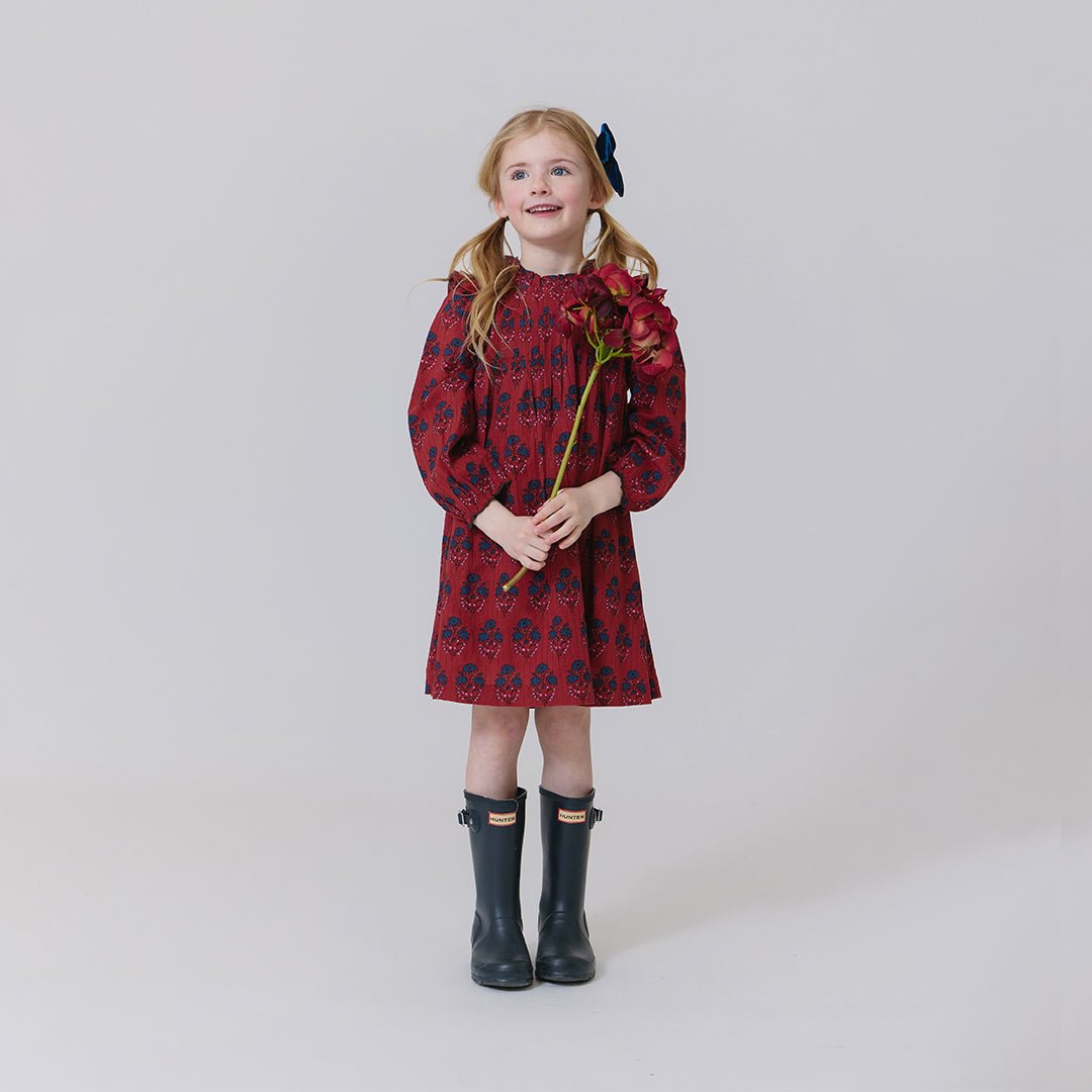 Girls Jaipur Dress - Red Autumn Strawflower | Pink Chicken