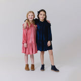 Girls Velour Harper Dress - Navy | Pink Chicken