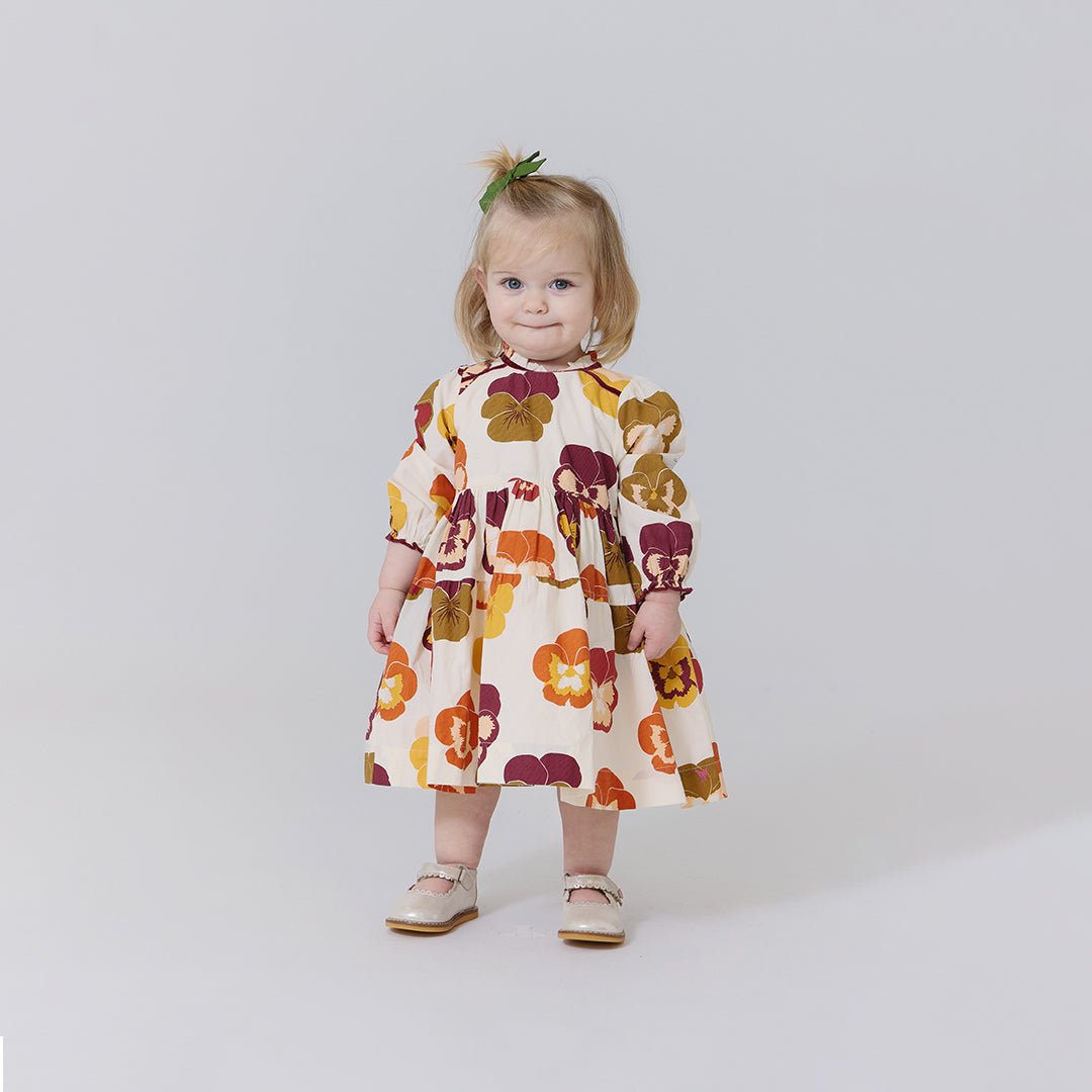 Baby Girls Charlie Dress Set - Autumn Pansies | Pink Chicken