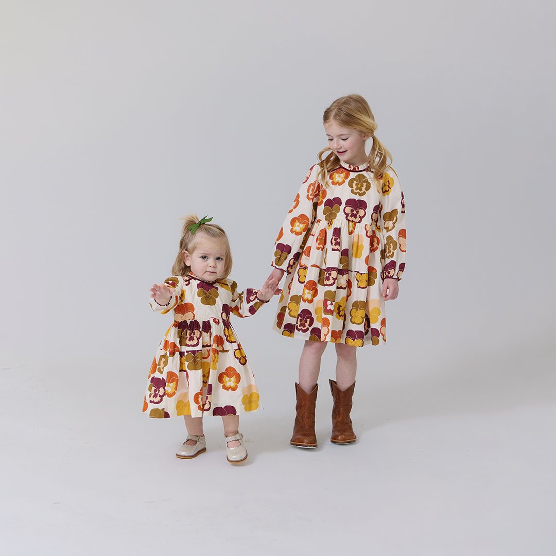 Baby Girls Charlie Dress Set - Autumn Pansies | Pink Chicken