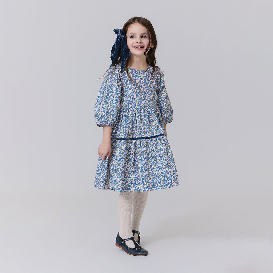 Girls Maribelle Dress - Blue Climbing Floral | Pink Chicken