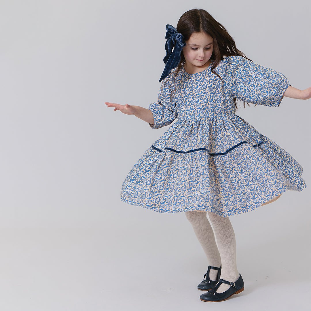 Girls Maribelle Dress - Blue Climbing Floral | Pink Chicken