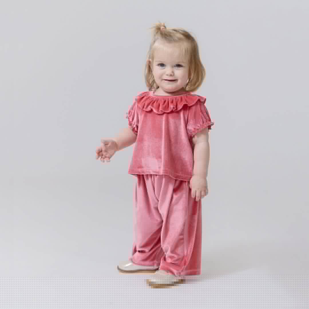 Baby Girls Velour Mara 2-Piece Set - Desert Rose | Pink Chicken